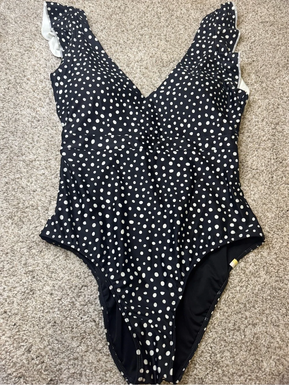 Summersalt The Ruffle Backflip One Piece Swimsuit | Size 8 | Black & White Dot